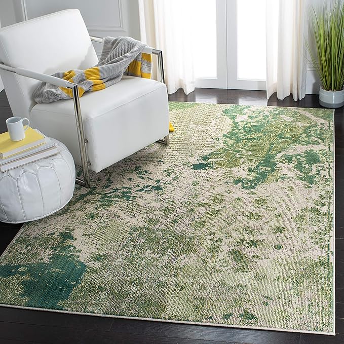 SAFAVIEH Madison Collection Area Rug - 5'3" x 7'6", Green & Ivory, Modern Abstract Design, Non-Shedding & Easy Care, Ideal for High Traffic Areas in Living Room, Bedroom (MAD499Y)