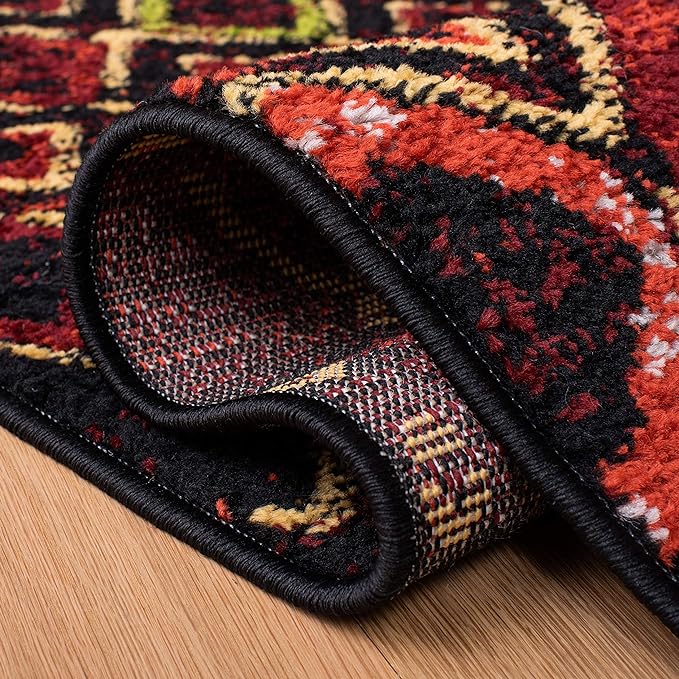 SAFAVIEH Amsterdam Collection Accent Rug - 2'3" x 4', Black & Multi, Moroccan Boho Design, Non-Shedding & Easy Care, Ideal for High Traffic Areas in Entryway, Living Room, Bedroom (AMS108P)