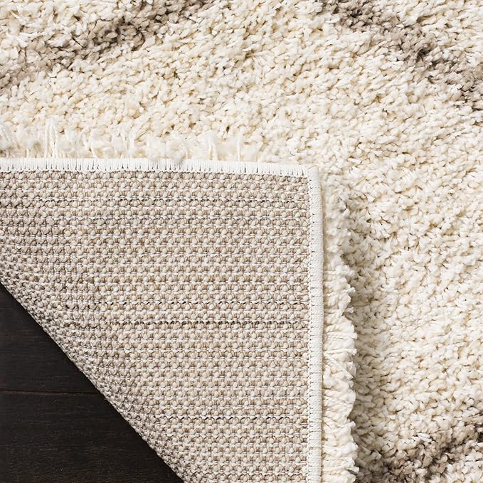 SAFAVIEH Hudson Shag Collection Runner Rug - 2'3" x 12', Ivory & Beige, Trellis Design, Non-Shedding & Easy Care, 2-inch Thick Ideal for High Traffic Areas in Living Room, Bedroom (SGH280D)