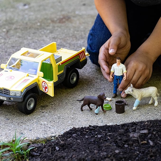 Schleich Vet Visit to the Farm Farm World 12-Piece Veterinarian and Truck Toy Set with Animal Toys for Kids Ages 3-8