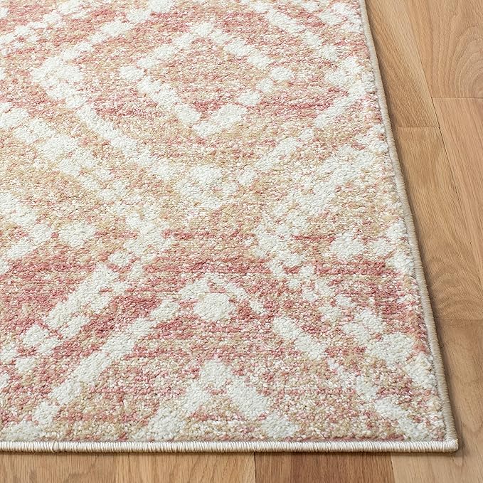 SAFAVIEH Adirondack Collection Runner Rug - 2'6" x 8', Rose & Gold, Modern Diamond Distressed Design, Non-Shedding & Easy Care, Ideal for High Traffic Areas in Living Room, Bedroom (ADR131Q)