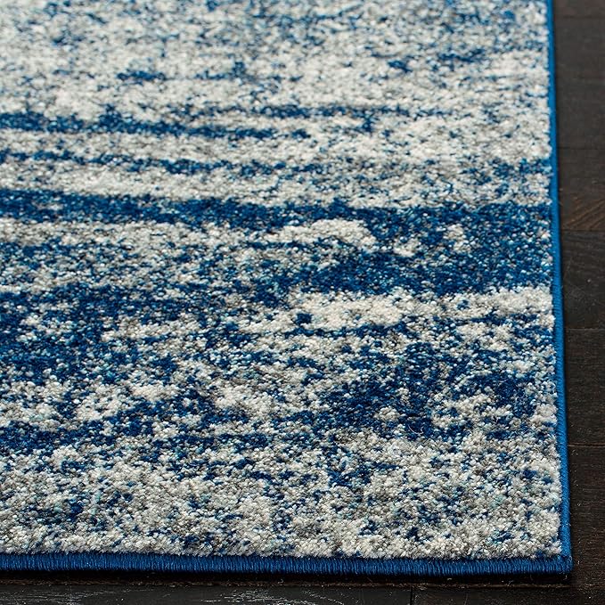 SAFAVIEH Evoke Collection Area Rug - 11' Square, Navy & Ivory, Modern Abstract Design, Non-Shedding & Easy Care, Ideal for High Traffic Areas in Living Room, Bedroom (EVK272A)
