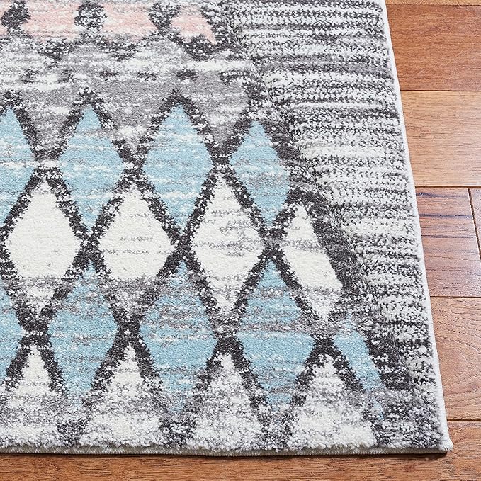 SAFAVIEH Carousel Kids Collection Accent Rug - 2' x 3', Grey & Pink, Boho Design, Non-Shedding & Easy Care, Ideal for High Traffic Areas for Boys & Girls in Playroom, Nursery, Bedroom (CRK117F)