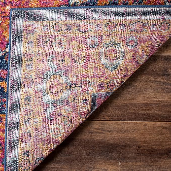 SAFAVIEH Evoke Collection 10' x 14' Fuchsia / Orange EVK275S Oriental Medallion Distressed Non-Shedding Living Room Bedroom Dining Home Office Area Rug