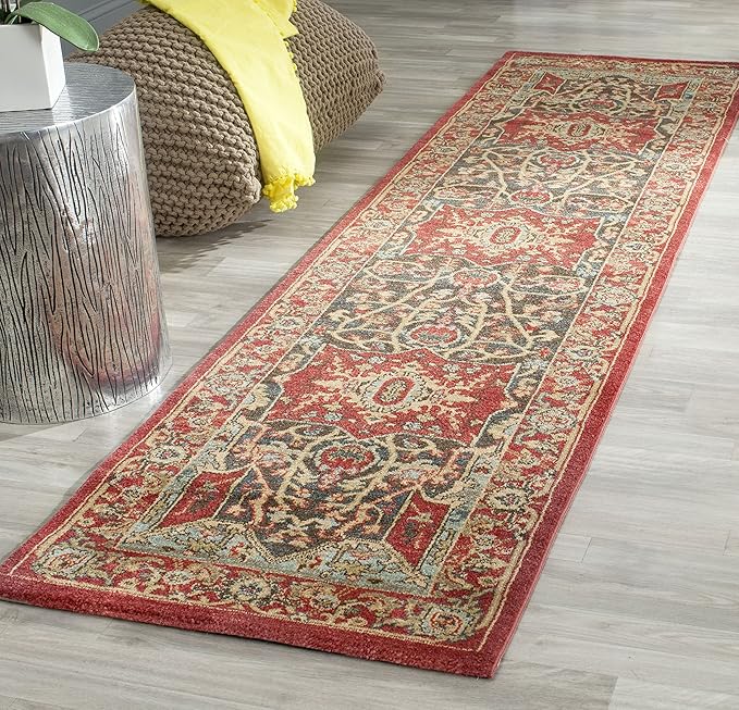 SAFAVIEH Mahal Collection Runner Rug - 2'2" x 12', Red & Red, Traditional Oriental Design, Non-Shedding & Easy Care, Ideal for High Traffic Areas in Living Room, Bedroom (MAH625D)