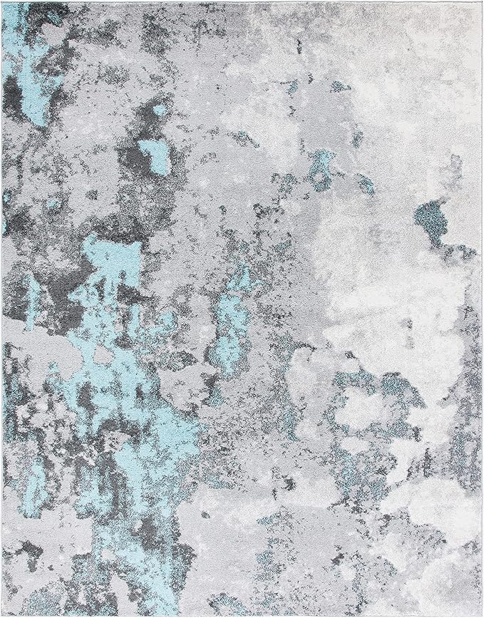 SAFAVIEH Adirondack Collection Area Rug - 10' x 14', Turquoise & Grey, Modern Abstract Design, Non-Shedding & Easy Care, Ideal for High Traffic Areas in Living Room, Bedroom (ADR134K)