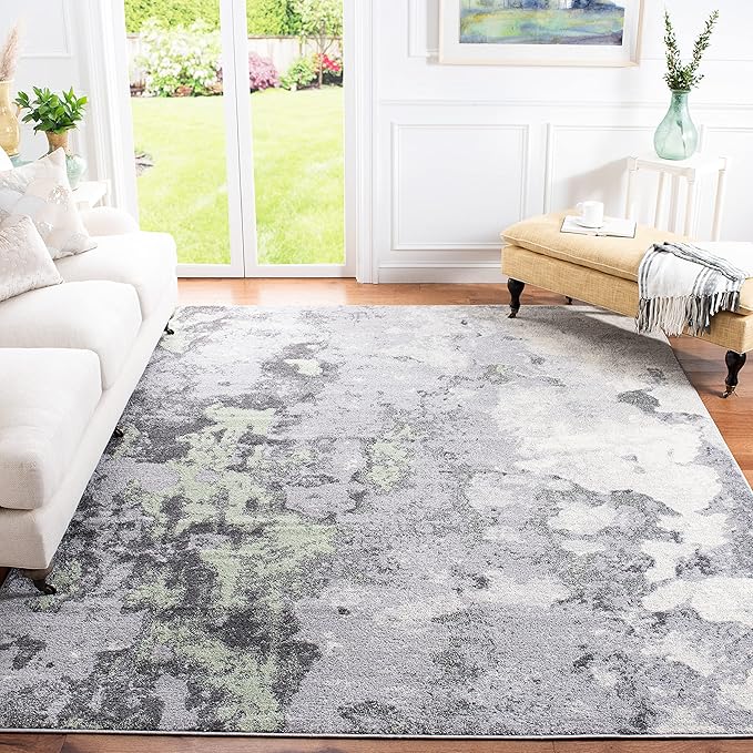 SAFAVIEH Adirondack Collection Area Rug - 10' x 14', Green & Grey, Modern Abstract Design, Non-Shedding & Easy Care, Ideal for High Traffic Areas in Living Room, Bedroom (ADR134F)