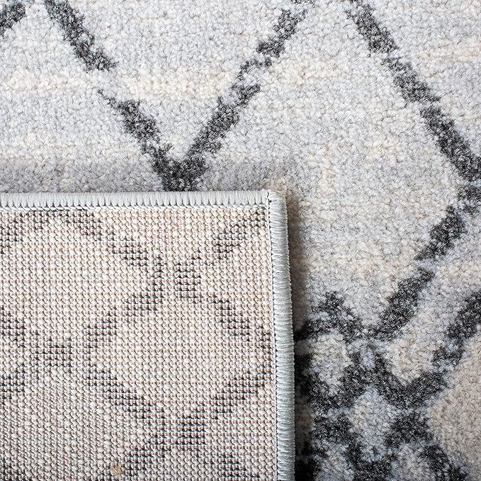 SAFAVIEH Amsterdam Collection Runner Rug - 2'3" x 8', Grey & Ivory, Moroccan Boho Design, Non-Shedding & Easy Care, Ideal for High Traffic Areas in Living Room, Bedroom (AMS115F)