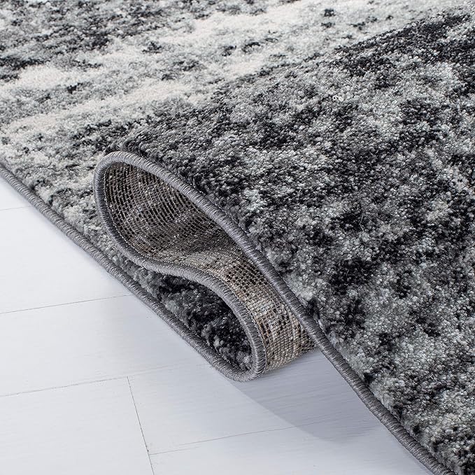 SAFAVIEH Evoke Collection 2'2" x 13' Ivory/Dark Grey EVK272G Modern Abstract Non-Shedding Entryway Foyer Living Room Kitchen Runner Rug