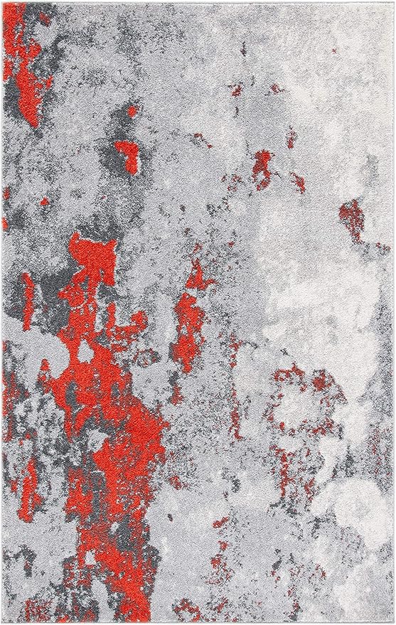 SAFAVIEH Adirondack Collection Area Rug - 6' x 9', Orange & Grey, Modern Abstract Design, Non-Shedding & Easy Care, Ideal for High Traffic Areas in Living Room, Bedroom (ADR134P)