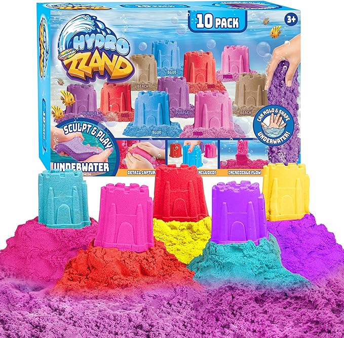 Creative Kids Hydro Zzand Play Sand Art Kit – 10 Individual Colored Castle Molded Bulk Pack – Satisfying Sensory Art – Therapeutic Sand Party Favor Birthday Gift for Boys & Girls 3+