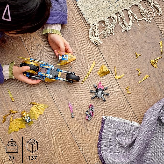 LEGO NINJAGO Jay's Golden Dragon Set, 71768 Toy Motorcycle with Dragon, Spider Figure and Jay Minifigure, Birthday Gift Idea for Kids 7 Plus