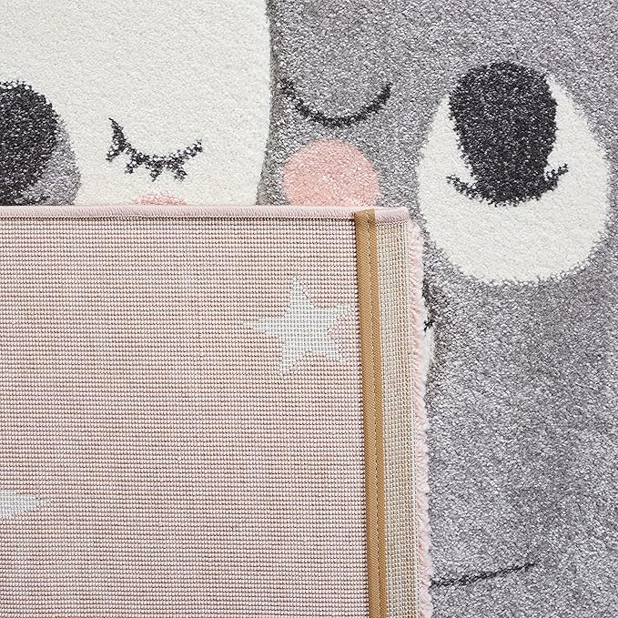 SAFAVIEH Carousel Kids Collection Accent Rug - 2'3" x 4', Pink & White, Koala Design, Non-Shedding & Easy Care, Ideal for High Traffic Areas for Boys & Girls in Playroom, Nursery, Bedroom (CRK195U)