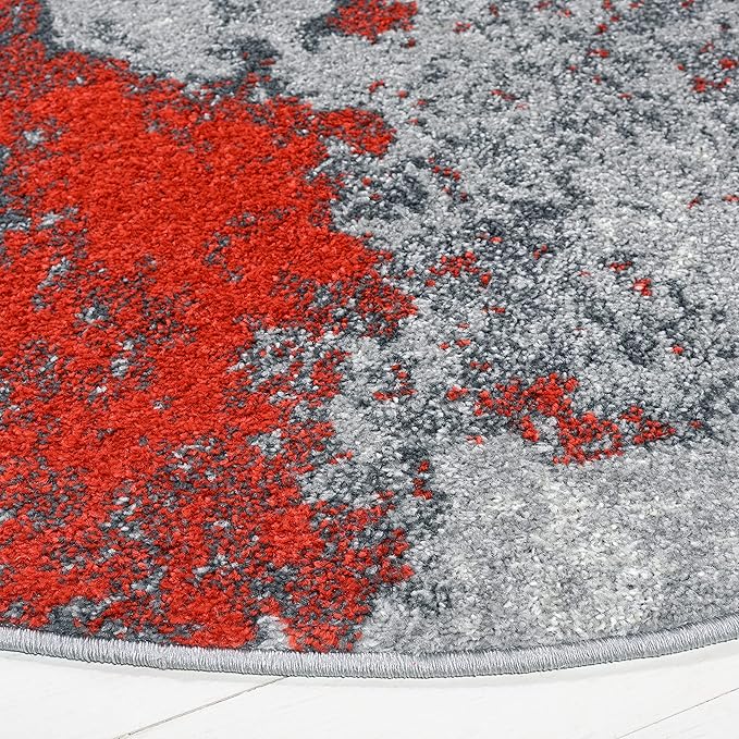 SAFAVIEH Adirondack Collection 6' Round Orange / Grey ADR134P Modern Abstract Non-Shedding Dining Room Entryway Foyer Living Room Bedroom Area Rug