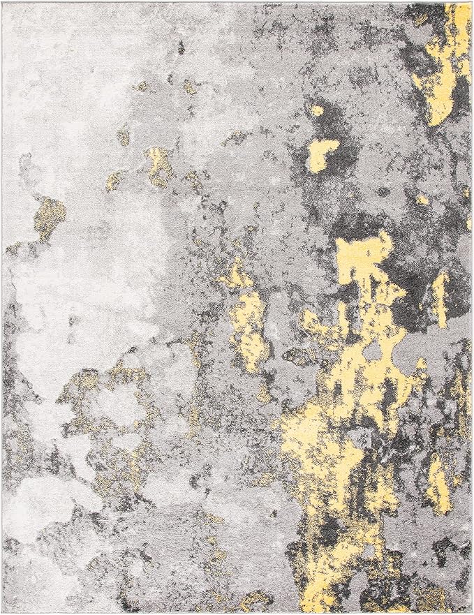 SAFAVIEH Adirondack Collection X-Large Area Rug - 11' x 15', Grey & Yellow, Modern Abstract Design, Non-Shedding & Easy Care, Ideal for High Traffic Areas in Living Room, Bedroom (ADR134H)