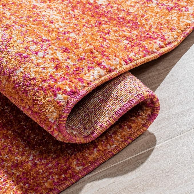 SAFAVIEH Evoke Collection 3' x 5' Ivory / Orange EVK272P Modern Abstract Non-Shedding Living Room Bedroom Accent Rug