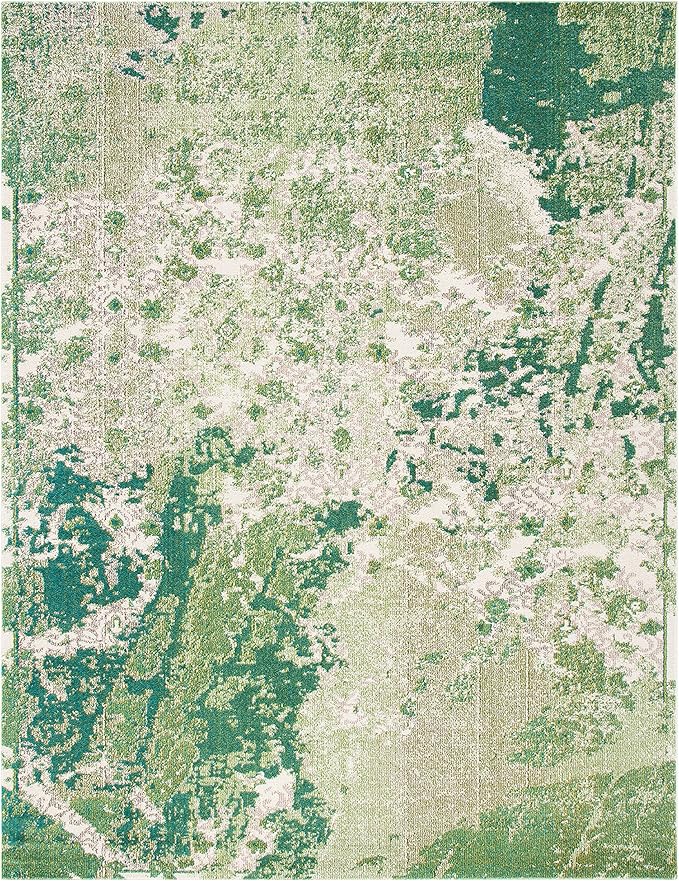 SAFAVIEH Madison Collection Area Rug - 8' x 10', Green & Ivory, Modern Abstract Design, Non-Shedding & Easy Care, Ideal for High Traffic Areas in Living Room, Bedroom (MAD499Y)