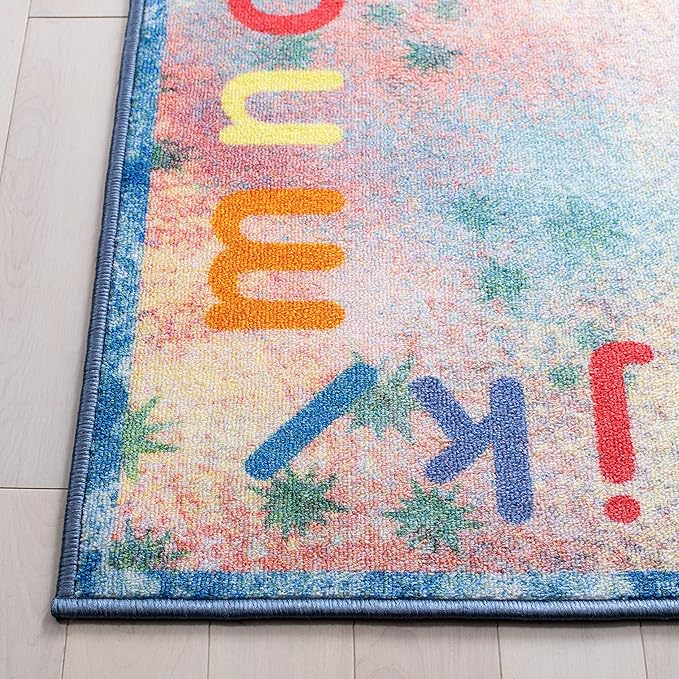 SAFAVIEH Kids Playhouse Collection Machine Washable Slip Resistant 7'9" x 10', Blue/Orange KPH251M Alphabet Educational Playroom Nursery Bedroom Area Rug