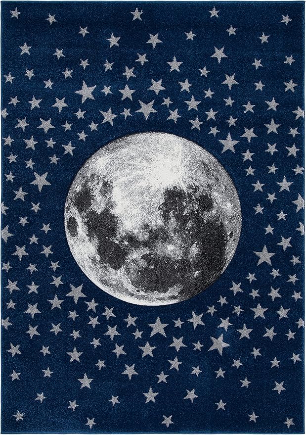 SAFAVIEH Carousel Kids Collection Accent Rug - 2'3" x 4', Navy & Grey, Non-Shedding & Easy Care, Ideal for High Traffic Areas for Boys & Girls in Playroom, Nursery, Bedroom (CRK135N)