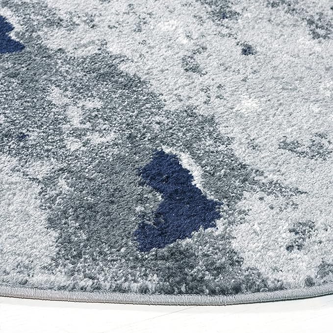 SAFAVIEH Adirondack Collection 6' Round Navy / Grey ADR134N Modern Abstract Non-Shedding Dining Room Entryway Foyer Living Room Bedroom Area Rug