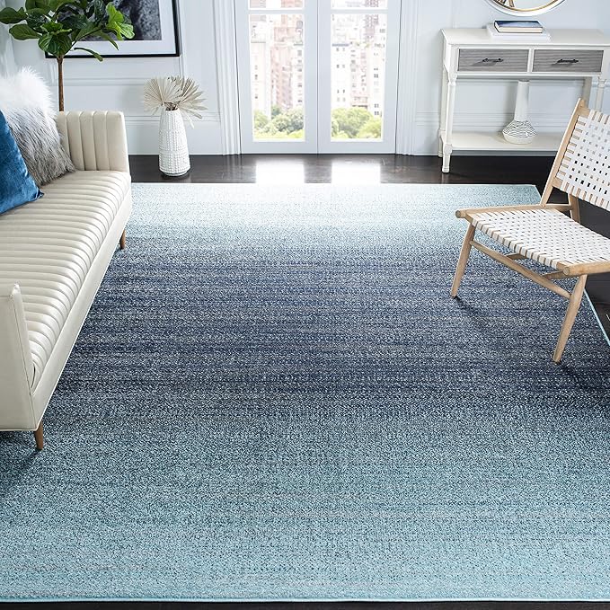 SAFAVIEH Adirondack Collection Area Rug - 6' Square, Purple & Grey, Modern Ombre Design, Non-Shedding & Easy Care, Ideal for High Traffic Areas in Living Room, Bedroom (ADR142V)