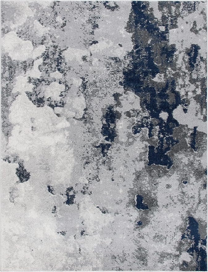 SAFAVIEH Adirondack Collection Area Rug - 9' x 12', Navy & Grey, Modern Abstract Design, Non-Shedding & Easy Care, Ideal for High Traffic Areas in Living Room, Bedroom (ADR134N)