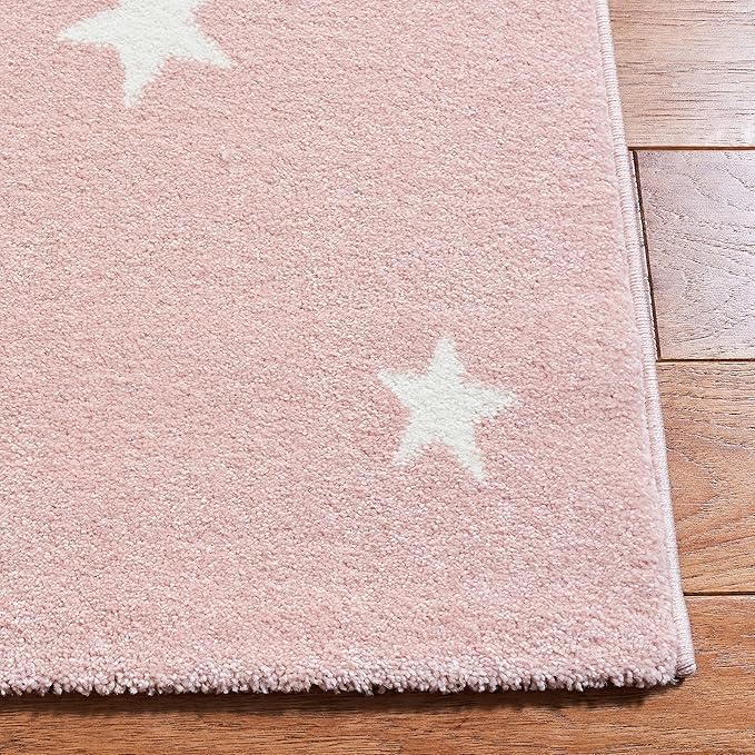 SAFAVIEH Carousel Kids Collection Area Rug - 6'7" x 9', Pink & White, Koala Design, Non-Shedding & Easy Care, Ideal for High Traffic Areas for Boys & Girls in Playroom, Nursery, Bedroom (CRK195U)