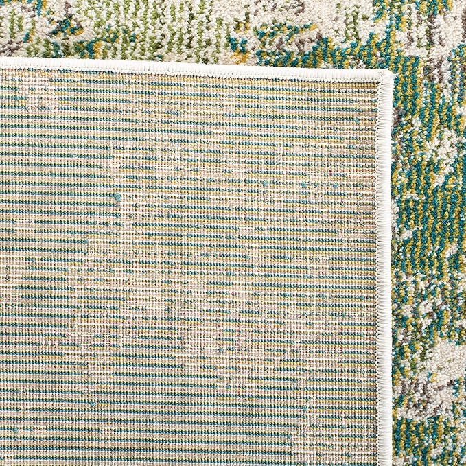 SAFAVIEH Madison Collection Runner Rug - 2' x 8', Green & Ivory, Modern Abstract Design, Non-Shedding & Easy Care, Ideal for High Traffic Areas in Living Room, Bedroom (MAD499Y)