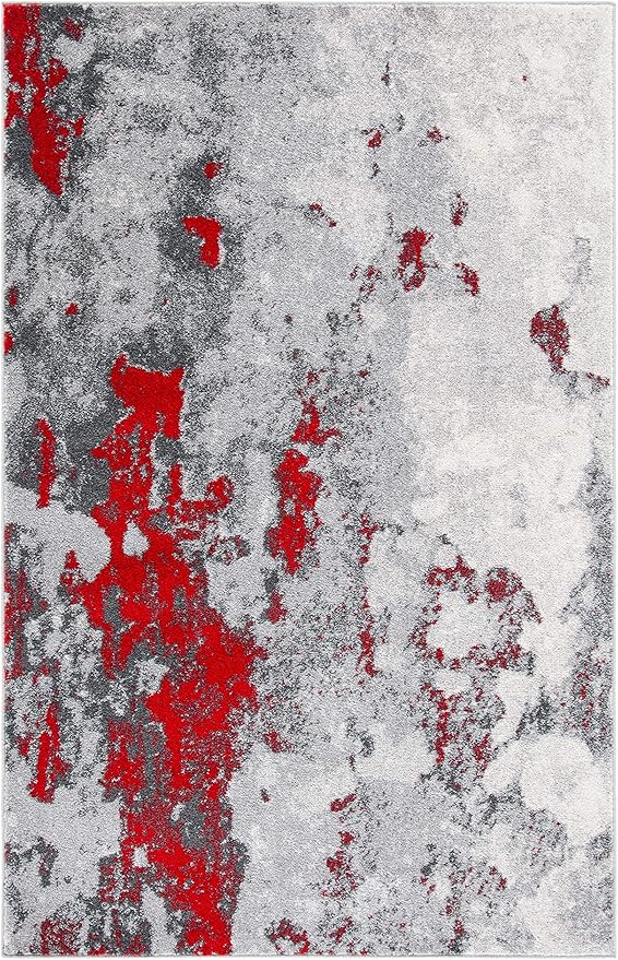 SAFAVIEH Adirondack Collection Area Rug - 5'1" x 7'6", Red & Grey, Modern Abstract Design, Non-Shedding & Easy Care, Ideal for High Traffic Areas in Living Room, Bedroom (ADR134Q)