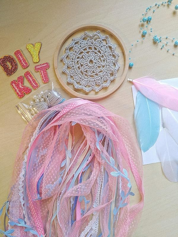 DIY Dreamcatcher Kit Boho Kids Craft Kit Doily Dream Catcher 4.8`/12 cm diameter Birthday Party Activity Crafting Set Stocking Stuffer Christmas Gift