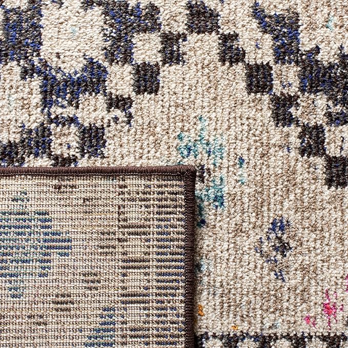 SAFAVIEH Madison Collection Runner Rug - 2'2" x 22', Black & Yellow, Boho Diamond Distressed Design, Non-Shedding & Easy Care, Ideal for High Traffic Areas in Living Room, Bedroom (MAD418Z)