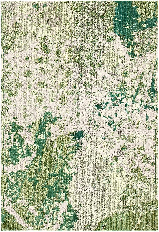 SAFAVIEH Madison Collection Area Rug - 6' x 9', Green & Ivory, Modern Abstract Design, Non-Shedding & Easy Care, Ideal for High Traffic Areas in Living Room, Bedroom (MAD499Y)