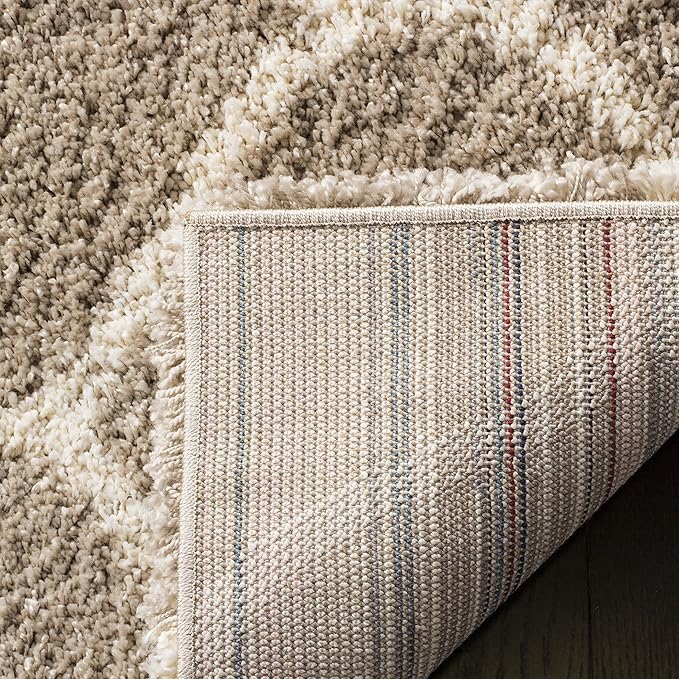 SAFAVIEH Hudson Shag Collection Runner Rug - 2'3" x 8', Beige & Ivory, Moroccan Trellis Design, Non-Shedding & Easy Care, 2-inch Thick Ideal for High Traffic Areas in Living Room, Bedroom (SGH280S)
