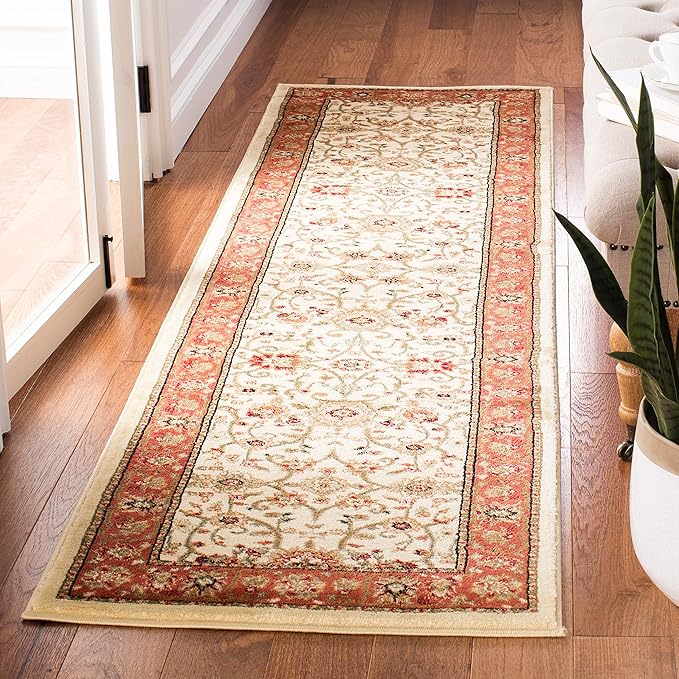 SAFAVIEH Lyndhurst Collection Runner Rug - 2'3" x 10', Ivory & Rust, Traditional Oriental Design, Non-Shedding & Easy Care, Ideal for High Traffic Areas in Living Room, Bedroom (LNH212R)
