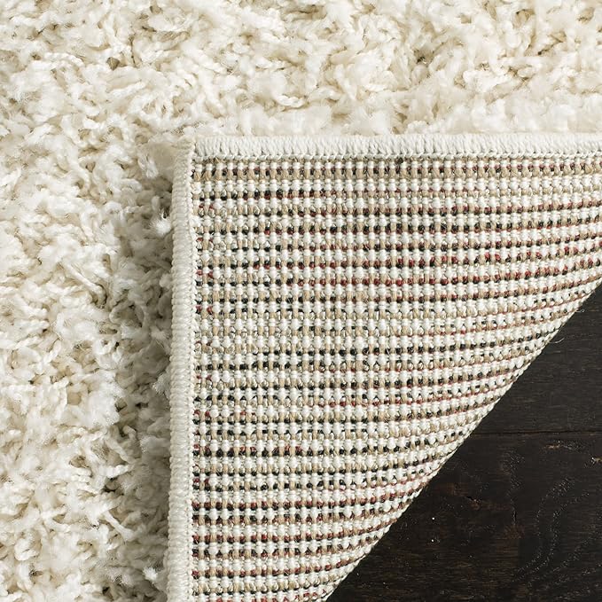 SAFAVIEH Athens Shag Collection Runner Rug - 2'3" x 8', White, Non-Shedding & Easy Care, 1.5-inch Thick Ideal for High Traffic Areas in Living Room, Bedroom (SGAS119B)