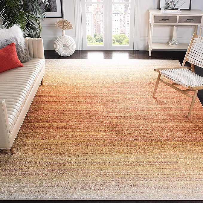 SAFAVIEH Adirondack Collection X-Large Area Rug - 11' x 15', Orange & Red, Modern Ombre Design, Non-Shedding & Easy Care, Ideal for High Traffic Areas in Living Room, Bedroom (ADR142P)
