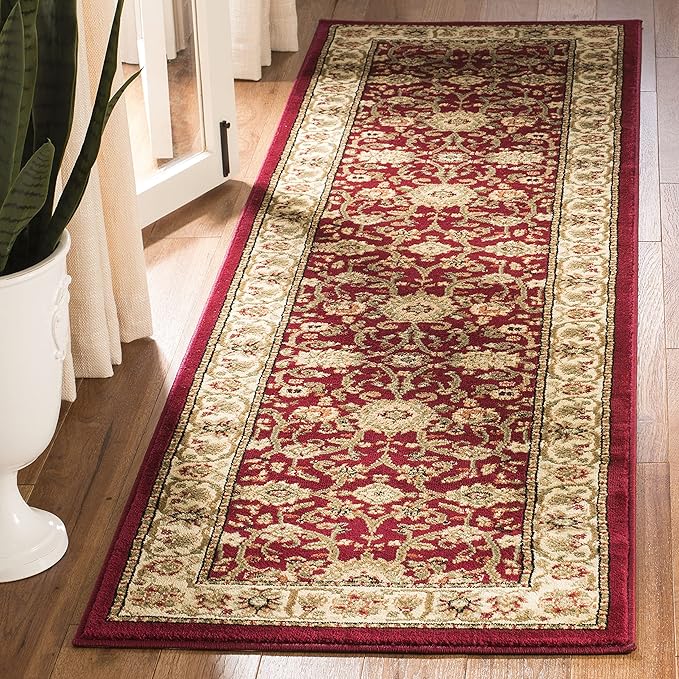 SAFAVIEH Lyndhurst Collection Runner Rug - 2'3" x 20', Red & Ivory, Traditional Oriental Design, Non-Shedding & Easy Care, Ideal for High Traffic Areas in Living Room, Bedroom (LNH212F)