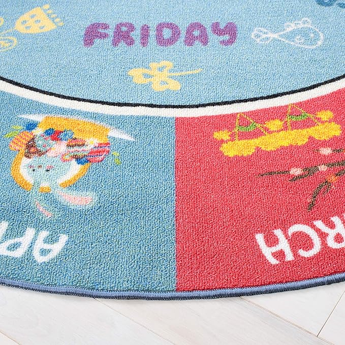 SAFAVIEH Kids Playhouse Collection Area Rug - 5' Round, Blue & Green, Non-Shedding Machine Washable & Slip Resistant Ideal for High Traffic Areas for Boys & Girls in Playroom, Nursery (KPH224M)