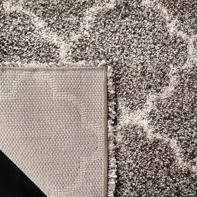 SAFAVIEH Hudson Shag Collection Runner Rug - 2'3" x 22', Grey & Ivory, Moroccan Trellis Design, Non-Shedding & Easy Care, 2-inch Thick Ideal for High Traffic Areas in Living Room, Bedroom (SGH282B)