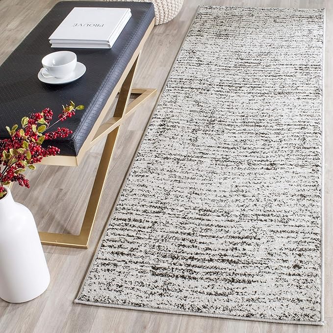 SAFAVIEH Adirondack Collection Runner Rug - 2'6" x 16', Black & Silver, Modern Abstract Design, Non-Shedding & Easy Care, Ideal for High Traffic Areas in Living Room, Bedroom (ADR117A)