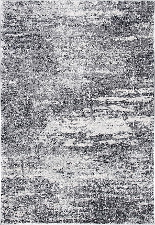 SAFAVIEH Evoke Collection 6'7" x 9' Ivory/Grey EVK272F Modern Abstract Non-Shedding Living Room Bedroom Dining Home Office Area Rug