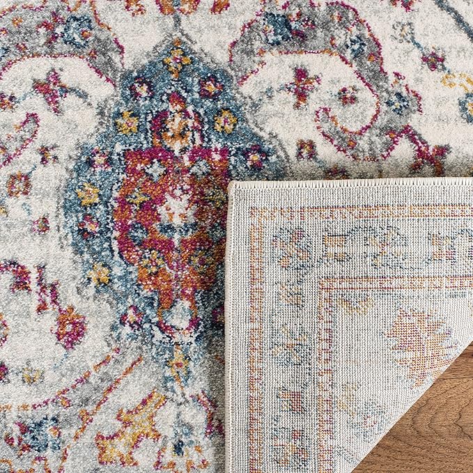 SAFAVIEH Evoke Collection 2'2" x 7' Cream / Orange EVK255B Boho Non-Shedding Living Room Entryway Foyer Hallway Bedroom Runner Rug