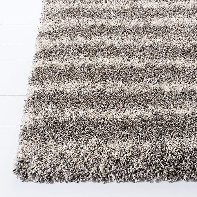 SAFAVIEH Hudson Shag Collection Runner Rug - 2'3" x 8', Grey & Ivory, Modern Abstract Design, Non-Shedding & Easy Care, 2-inch Thick Ideal for High Traffic Areas in Living Room, Bedroom (SGH298F)