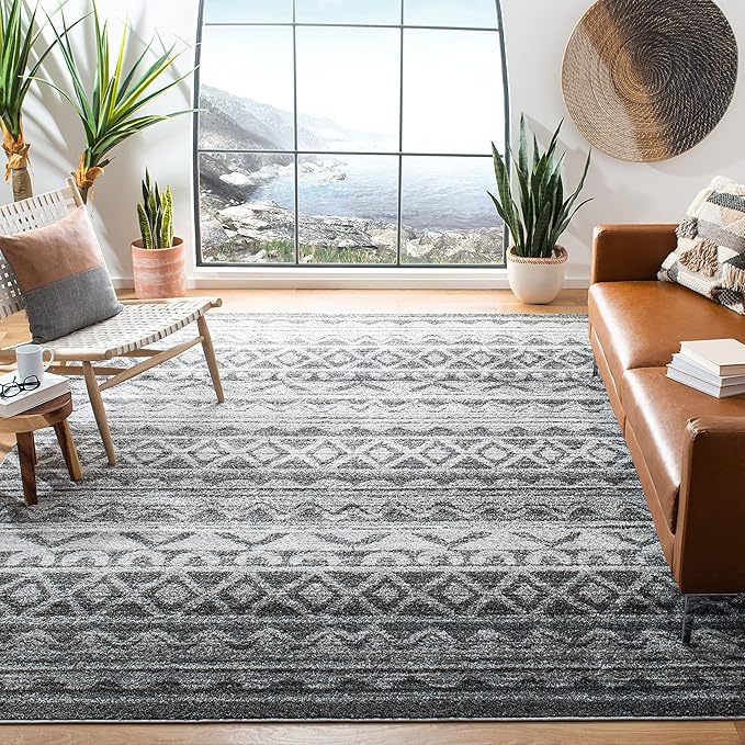SAFAVIEH Adirondack Collection Runner Rug - 2'6" x 12', Ivory & Silver, Moroccan Boho Distressed Design, Non-Shedding & Easy Care, Ideal for High Traffic Areas in Living Room, Bedroom (ADR119A)