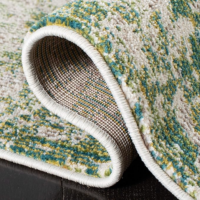 SAFAVIEH Madison Collection Runner Rug - 2' x 8', Green & Ivory, Modern Abstract Design, Non-Shedding & Easy Care, Ideal for High Traffic Areas in Living Room, Bedroom (MAD499Y)