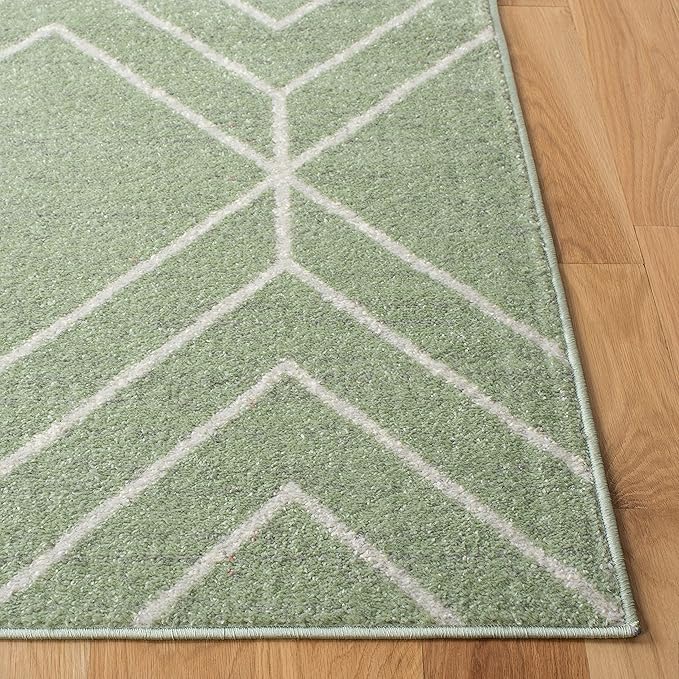 SAFAVIEH Adirondack Collection Runner Rug - 2'6" x 14', Sage & Ivory, Modern Geometric Design, Non-Shedding & Easy Care, Ideal for High Traffic Areas in Living Room, Bedroom (ADR241Y)