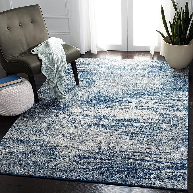 SAFAVIEH Evoke Collection 3' x 5' Ivory / Dark Grey EVK272G Modern Abstract Non-Shedding Living Room Bedroom Accent Rug