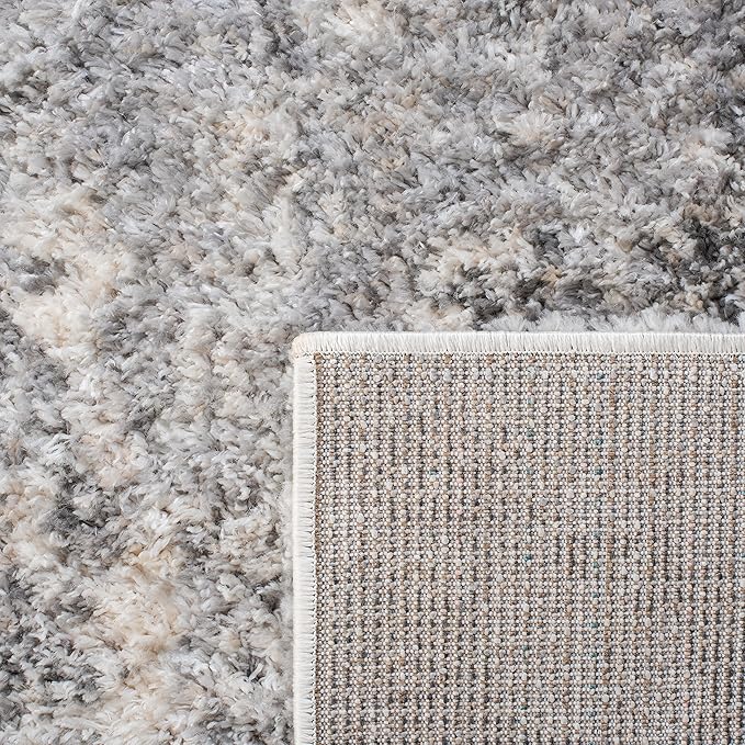 SAFAVIEH Berber Shag Collection Runner Rug - 2' x 22', Ivory & Beige, Modern Abstract Design, Non-Shedding & Easy Care, 1.2-inch Thick Ideal for High Traffic Areas in Living Room, Bedroom (BER272A)
