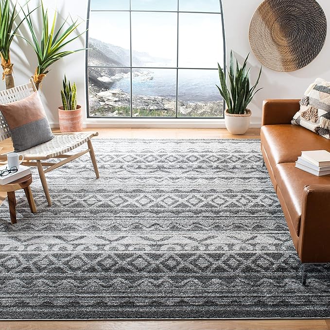 SAFAVIEH Adirondack Collection Runner Rug - 2'6" x 10', Ivory & Navy, Moroccan Boho Distressed Design, Non-Shedding & Easy Care, Ideal for High Traffic Areas in Living Room, Bedroom (ADR119M)