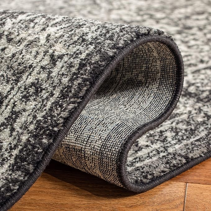 SAFAVIEH Evoke Collection 2'2" x 13' Black / Grey EVK256R Oriental Distressed Non-Shedding Living Room Bedroom Runner Rug